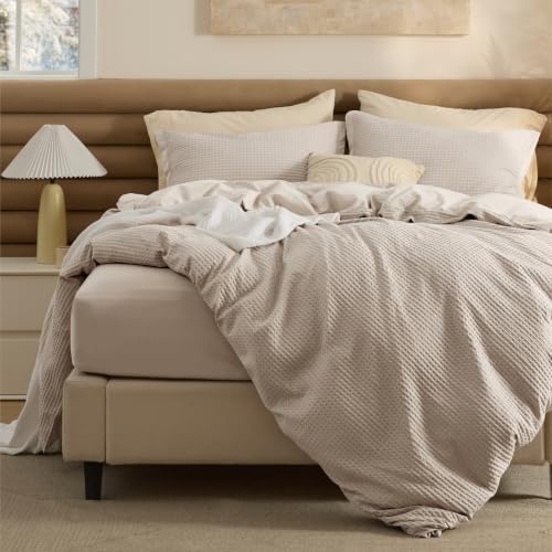 Bedsure PureWoven Cotton Waffle Duvet Cover Set with Fitted Sheet, Queen by Unknown
