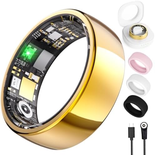Smart Ring for Women & Men, Health Tracker Ring with Heart Rate, Blood Oxygen,Blood Pressure, IP68 Waterproof Fitness Ring, Sleep Tracker for iPhone and Android, No APP Fee by Oucscru-SmartHealthDevices