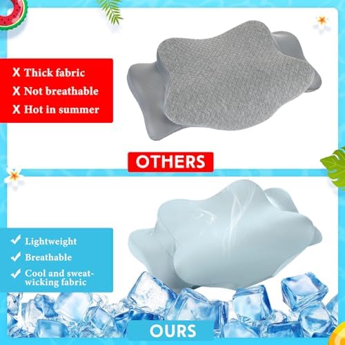 Hahafelt Cooling Cervical Neck Pillowcase,Haze Blue,Queen Size - Image 3