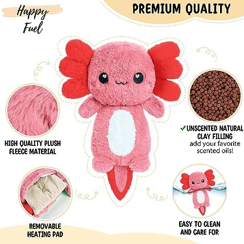 Axolotl Microwavable Unscented Heating Pad for Women and Kids- Cute Soft Cozy Pillow Plush Heatable Warm Stuffed Animals - Kawaii Hot and Cold Plushie Food Toy - Axolotl Gifts for Girls and Boys - Image 3