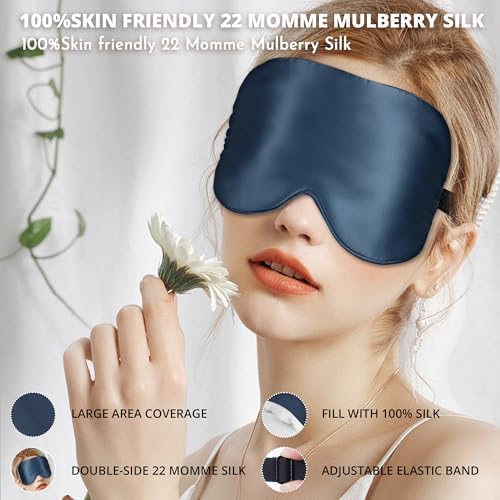 Sleep Mask, 100% 22 Momme Mulberry Silk Eye Mask with Adjustable Strap - Image 2