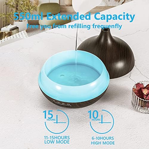 Diffusers for Essential Oils Large Room, 550ml Essential Oil Diffusers with Remote Control, Ultrasonic Oil Diffuser with Timer, 7 Colors Light for Bedroom - Image 3