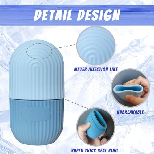 Joyeee Ice Face Roller, Reusable Silicone Mold Face Massage Eye Facial Beauty Skin Care Tools Apply Ice for Shrink Pores Anti Wrinkle Reduce Puffiness Improve Skin Elasticity, Striped - Image 4