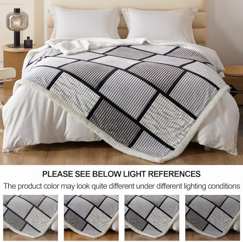Gracelife Sherpa Fleece Throw Blanket for Couch, Fluffy Plush Warm Fuzzy Blanket for Women and Men, Cozy Thick Soft Twin Blanket for Bed, Grey, 60x80 Inches - Image 2