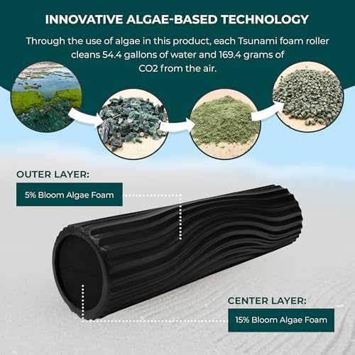 Oceanfoam Tsunami Roller (Black) - Extra-Large, 26" x 5.9" - Soft, Textured Foam Roller for Physical Therapy, Back Pain, Exercise & Stretching - Wave Textured - Yoga, Athletics, & Wellness - Image 4