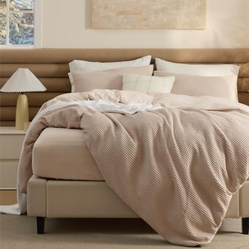 Bedsure PureWoven Cotton Waffle Duvet Cover Set with Fitted Sheet, Queen by Unknown