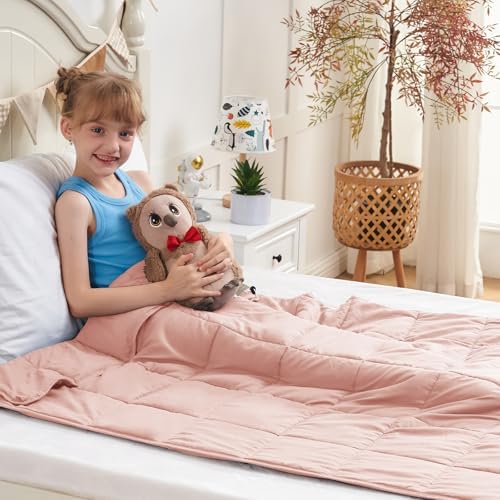 yescool Pink Weighted Blanket 7 Pounds Cooling Weighted Lap Blanket, Heavy Blanket for Sleeping, Weighted Throw Blanket Gifts for 60-80lbs, 40"x60" - Image 5