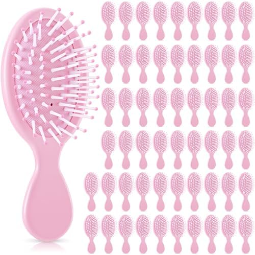 60 Pcs Pink Mini Hair Brushes Bulk for Women Pink Party Favors Soft Bristles Adds Shine Scalp Massage and Detangling Travel Hair Combing for Homeless Spa Party Favors by Ferrochef