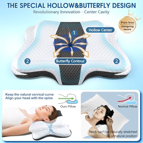 CHxxy Memory Foam Pillows, Cervical Pillow for Neck & Shoulder Pain Relief - Image 2
