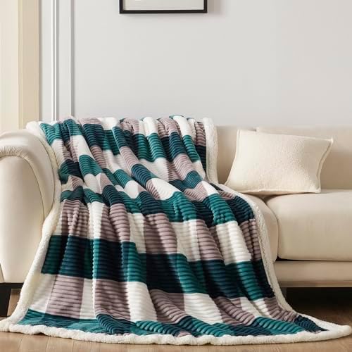 Gracelife Sherpa Fleece Throw Blanket for Couch, Fluffy Plush Warm Fuzzy Blanket for Women and Men, Cozy Thick Soft Twin Blanket for Bed(Teal, 60"*80") by Gracelife