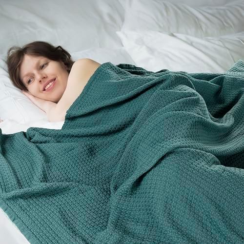 HILLFAIR 100% Cotton Blanket King Size for Bed, Soft Lightweight & Breathable Summer King Size Cotton Blankets, Premium Cozy Throw Layers for Bed, Couch and Sofa: Wedgewood (90"x108") - Image 3