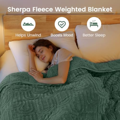 Sherpa Fleece Weighted Blanket for Adults, Dual Sided Soft, 48"x72" 15lbs - Image 2