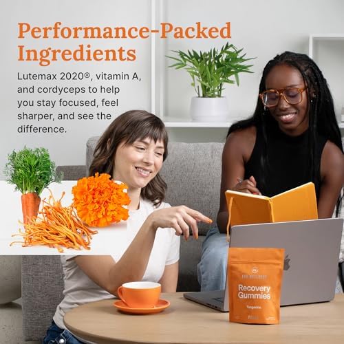 For Wellness Recovery Gummies | Tangerine Eye & Brain Support Supplements with Lutemax 2020®, Lutein, Zeaxanthin, Vitamin A & Cordyceps for Vision, Memory & Stress Support | Vegan, Non-GMO, 90 Count - Image 3