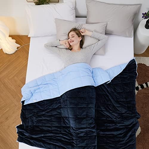 Satwip Weighted Blanket 10 Pounds Blue Fuzzy Warm Flannel Bed Blanket for Adults with Soft Breathable Sanded, 48 x 72 inches, Blue - Image 6