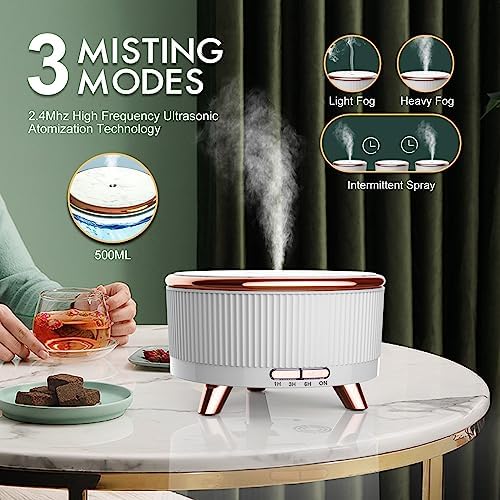 Diffusers for Essential Oils Large Room, 500ml Aromatherapy Diffuser Cool Mist Humidifier with Remote Control,7 Colors Lights & 6 Mist Mode Waterless Auto Off for Women Office Home - Image 2