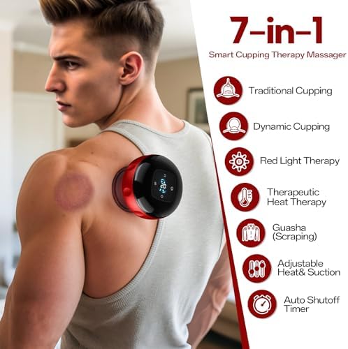 2 Pack Cupping Set, 7-in-1 Smart Cupping Therapy Massager. Red Light Cupping Therapy Set with 2 Modes for Targeted Muscle Soreness,Tighter Skin,Cupping Kit with 20 Levels Suction and Heat and Gua Sha - Image 5