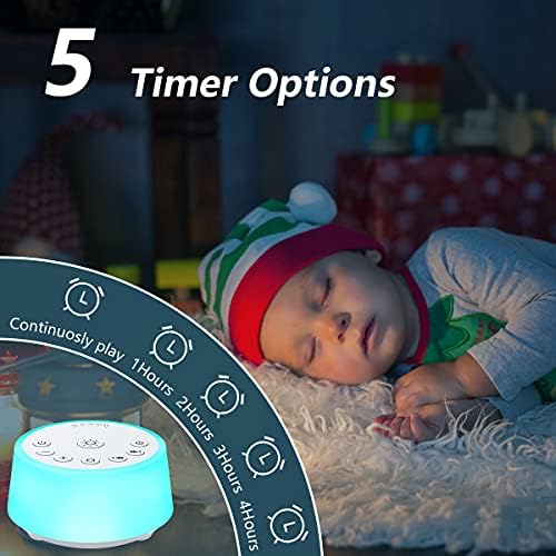 Color Noise Sound Machines with 10 Colors Night Light 25 Soothing Sounds and Sleep White Noise Machine 32 Volume Levels 5 Timers Adjustable Brightness Memory Function for Adults Kids Baby - Image 4