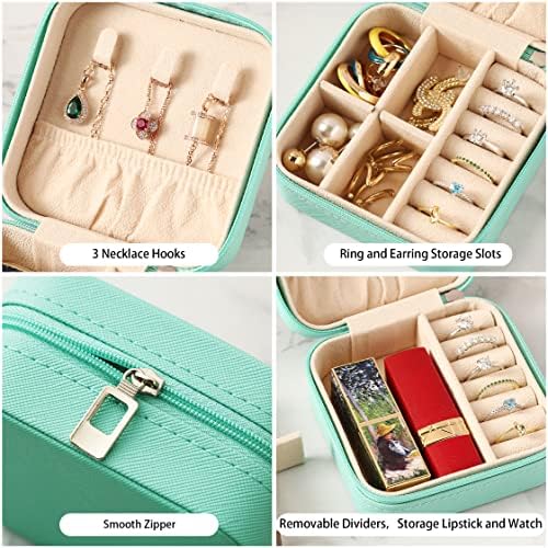 ZPROW Travel Jewelry Case, Mini Portable Jewelry Travel Boxes, Small Jewelry Organizer for Rings, Earrings, Pendants, Watches, Necklaces, Lipsticks Organizer Storage Holder(Cyan Blue-6packs) - Image 5