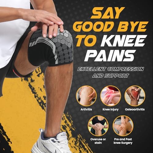 Knee Sleeve, Knee Brace for Women & Men - Pain Relief, Meniscus Tear, ACL, Arthritis, Joint Pain, Recovery, Workout, Fitness, Sports - 1 Pair, Breathable, Machine Washable (X-Large) - Image 2