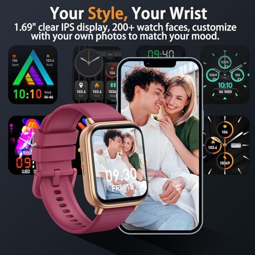 Smart Watch Fitness Tracker for Men Women, Answer/Make Call, 1000 mAh Battery, 120+ Sport Modes, Step Counter, Sleep Monitor Fitness Watch, Smartwatch for Android iPhone iOS (Wine Red) - Image 6