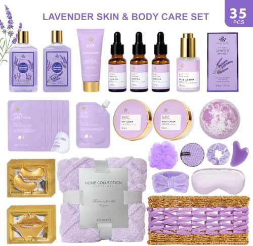Gifts for Women, 35 Pcs Lavender Bath & Body Gift Basket, Get Well Soon Set - Image 2