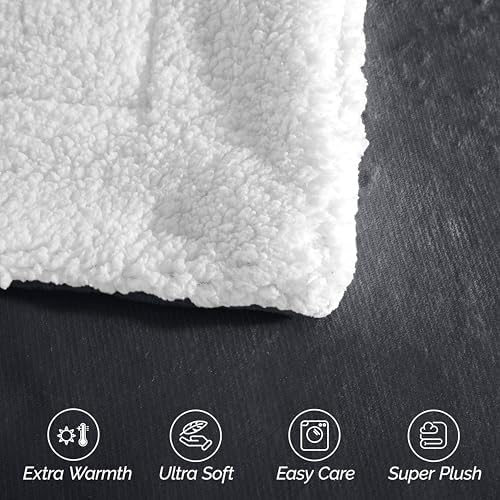 Elegant Comfort Ultra Soft Reversible Flannel Sherpa Blanket - Cozy Silky Fleece Throw for Couch, Bed - Plush Fuzzy Warm Winter Blanket for Gift, King, Gray - Image 6