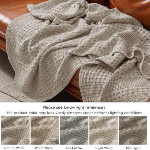 PHF Lightweight 100% Cotton Waffle Blanket for Bed, Twin XL, Pearl Gray - Image 6