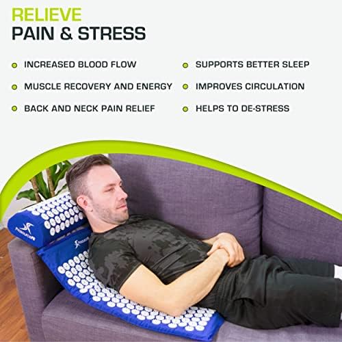 ProsourceFit Acupressure Mat and Pillow Set for Back/Neck Pain Relief and Muscle Relaxation, Blue - Image 4