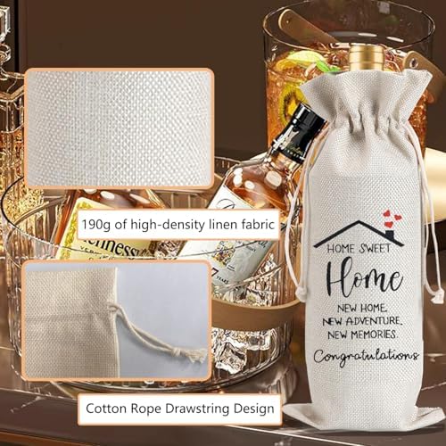 2Pcs Housewarming Gifts New Home Wine Bag,Perfect Gifts for New Homeowners, Realtor Gift to Clients,New Home Wine Bag For Friends, with 2Pcs Kraft Blessing Cards and natural jute rope - Image 4