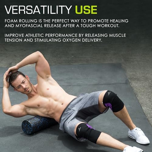 ProsourceFit High Density Foam Rollers 18 - inches long, Firm Full Body Athletic Massage Tool for Back Stretching, Yoga, Pilates, Post Workout Muscle Recuperation, Black/Blue - Image 5
