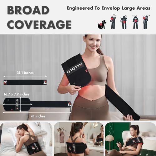 ALLOLO Red Light Therapy for Body, 3 in 1 LEDs Red Light Therapy Belt with Timer Remote Control, 660nm 850nm Infrared Light Therapy Pad for Body Waist Shoulder Knee, 16.7" x 7.9" Large Area - Image 6