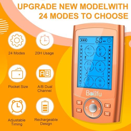 Belifu TENS Unit PMS Massager 24 Modes Muscle Stimulator, Electronic Tens Machine for Neck, Back, Arms & Chronic Pain Relief - Image 2