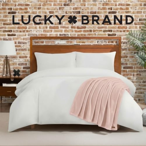 Lucky Brand Solid Plush 50"X70" Throw Blanket, Light Pink - Soft, Cozy, and Timeless Comfort - Image 4