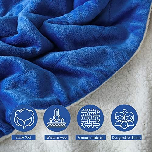 NANPIPER Bed Blanket Reversible Sherpa Flannel Blanket Super Soft Fuzzy Plush Fleece Microfiber (90"x90" Princess Blue) Queen - Image 4