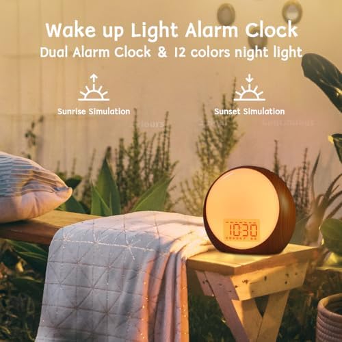 Wake Up Light Sunrise Alarm Clock White Noise Machine with Sunrise Sunset Simulation for Heavy Sleepers Kids Bedroom Dual Alarms Snooze Sound Brown Noise Machine with 25 Sounds for Sleeping - Image 2