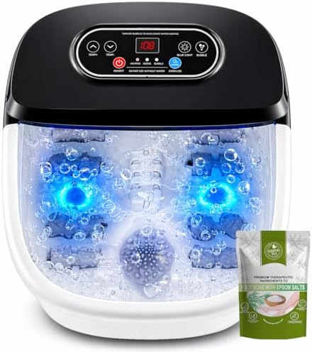 RIGHTMELL Foot Soaking Tub Foot Spa with Heat, Bubble, Ozone & Blue Light by RIGHTMELL