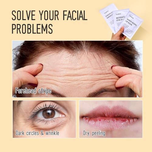 Yeokoe Forehead Wrinkle Patches,Under Eye Patches and Lip Mask 30 PCS. Face Masks Skincare With Retinol Serum For Anti-aging Puffy Eyes and Dark Circles - Image 5