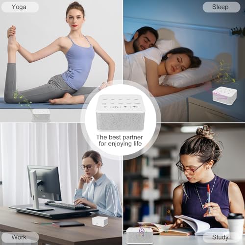 White Noise Sound Machine, Protable Travel Noise Sound Machine for Sleep with 10 Natural Soothing Sounds for Adults Baby Kids, Rechargeable Brown Noise Machine with Timer for Home Office, White - Image 7