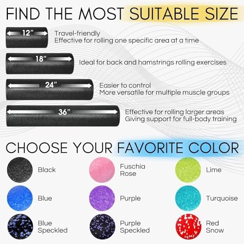 Yes4All High-Density EPP Round Back Roller Foam, Exercise Foam Roller for Yoga, & Pilates, Multiple Sizes and Colours, Purple Speckled - 18 inches - Image 3