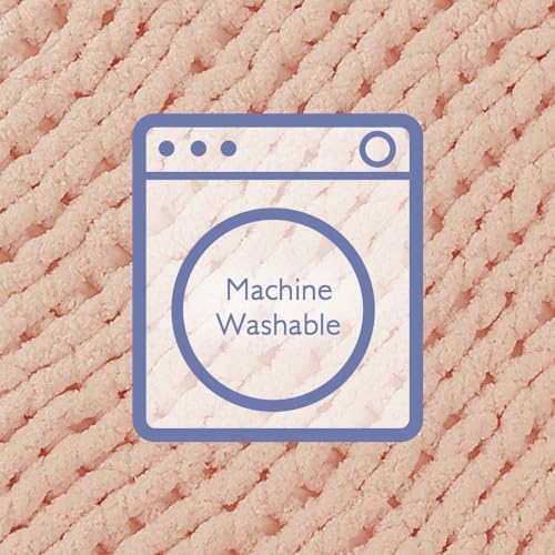 Bigacogo Chunky Knit Throw Blanket for Couch, 40x80 inches, Peach Fuzz - Image 6