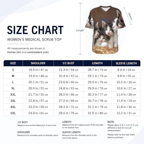 Men's Scrub Top,V-Neck Spill Wrinkle Resistant,3 Pockets-Cat Family - Image 5