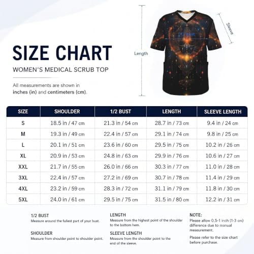 Men's Scrub Top,V-Neck Spill Wrinkle Resistant,3 Pockets-Mysterious Universe (4) - Image 5