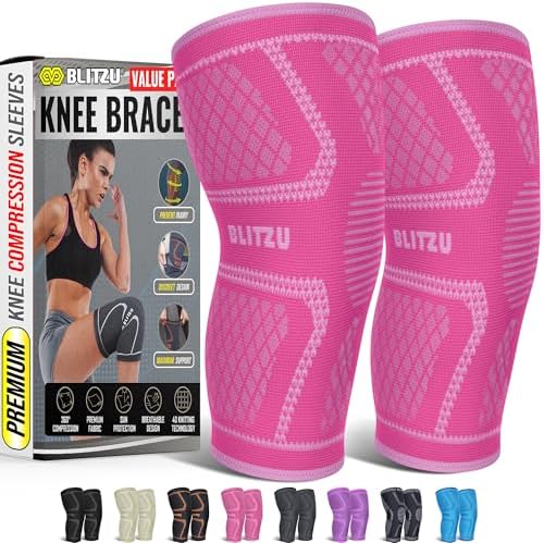 Knee Brace Men & Women, Knee Compression Sleeve Support Wrap Tendonitis XL by BLITZU