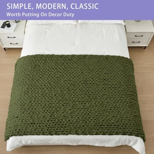 Bigacogo Chunky Knit Throw Blanket for Couch, 40x80 inches, Yellow Green - Image 3