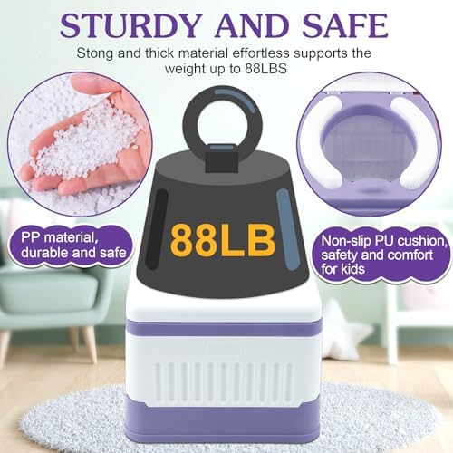 Fabulas Portable Potty for Toddler Travel, Foldable Travel Potty Training Toilet Seat for Kids Boys Girls, Emergency Mobile Toilet In Car for Camping, Outdoor, Indoor, with 30 Disposable Bags, Purple - Image 2