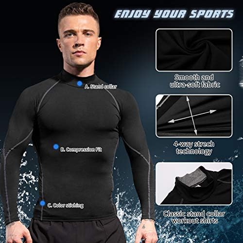 SPVISE Men's Compression Shirts Long Sleeve Mock Turtleneck Workout Tops - Image 5