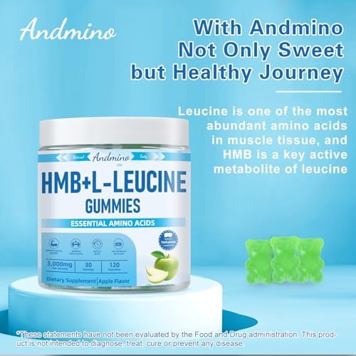 HMB and L-Leucine Gummies, 3000mg, with Trehalose, for Muscle Growth, Muscle Relief and Workout Recovery, for Adults & Elder, Vegan, Gluten Free, Apple Flavor, 120 - Image 7
