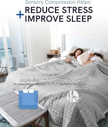 YnM King Size Cooling Weighted Blanket for Adults (88x104 Inches, 20 Pounds, Light Grey), Perfect for Hot Sleepers with Cooling Rayon/Glass Beads, Heavy Bed Blanket for Couple on Queen or King Bed - Image 5