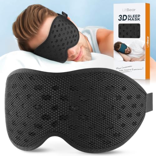 LitBear Breathable Sleep Mask, 3D Eye Mask Sleep for Side Sleepers Women Men by LitBear