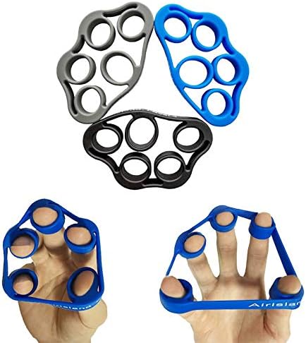 Airisland Finger Stretcher Hand Resistance Bands Hand Extensor Exerciser Finger Grip Strengthener Strength Trainer Gripper Set for Arthritis Carpal Tunnel Exercise Guitar and Rock Climbing 3pcs by Airisland